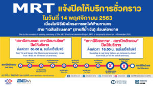 MRT ปิดบริการชั่วคราว 4 สถานี